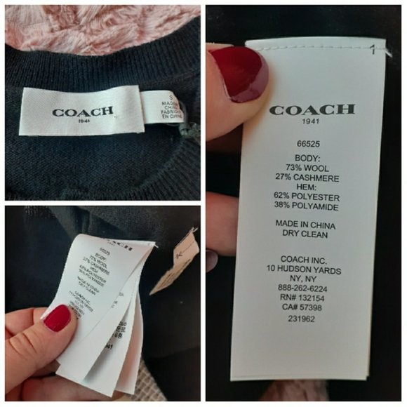 Coach Tea Rose Button Down Wool and Cashmere Cardigan Sweater Rare NEW - Picture 7 of 11